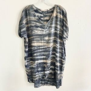Soft Surroundings Blue and Gray Tie Dye Oversized Mini Dress L